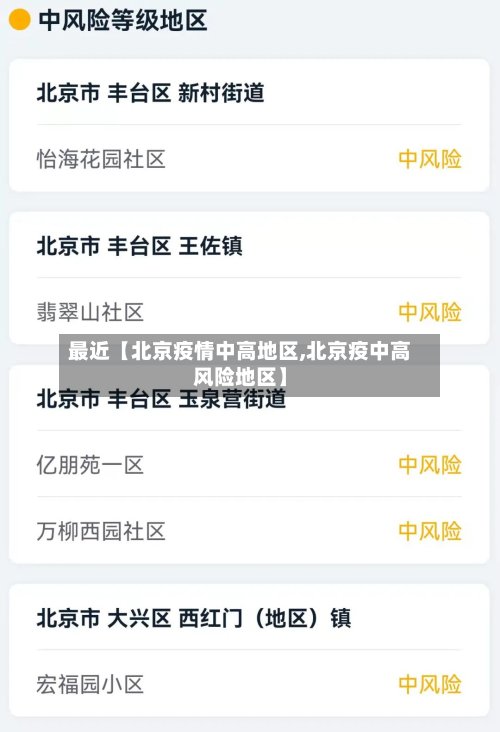 最近【北京疫情中高地区,北京疫中高风险地区】