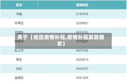 关于【地区疫情补贴,疫情补贴发放要求】