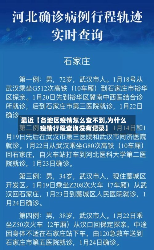 最近【各地区疫情怎么查不到,为什么疫情行程查询没有记录】
