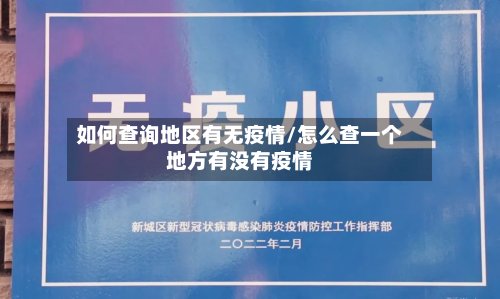 如何查询地区有无疫情/怎么查一个地方有没有疫情
