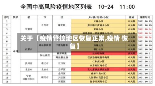 关于【疫情管控地区恢复正常,疫情 恢复】