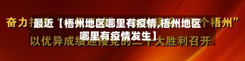 最近【梧州地区哪里有疫情,梧州地区哪里有疫情发生】-第2张图片