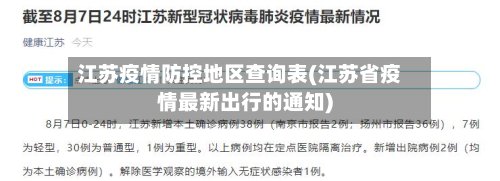江苏疫情防控地区查询表(江苏省疫情最新出行的通知)