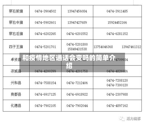 和疫情地区通话会变吗的简单介绍