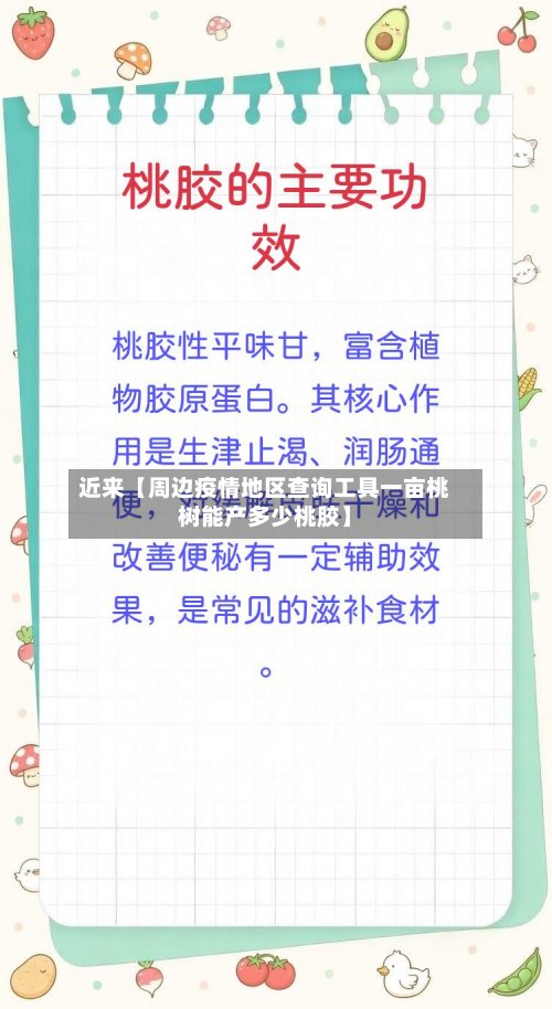 近来【周边疫情地区查询工具一亩桃树能产多少桃胶】
