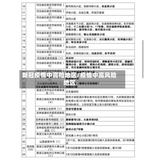 新冠疫情中高险地区/疫情中高风险地区