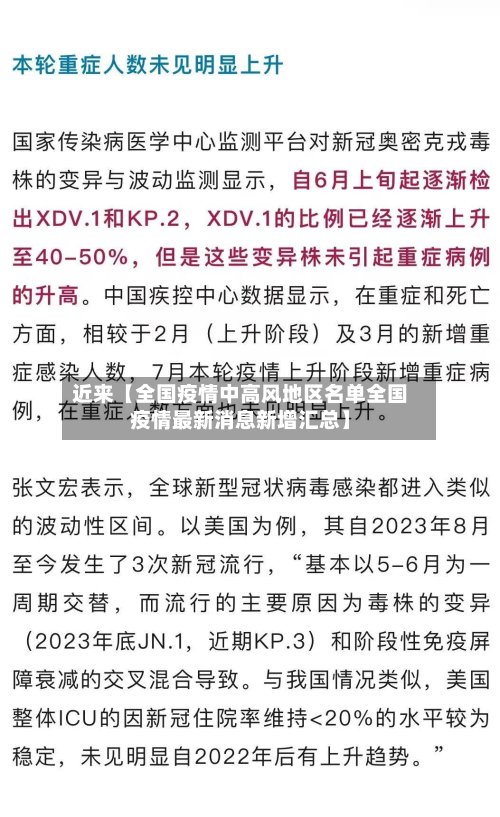 近来【全国疫情中高风地区名单全国疫情最新消息新增汇总】-第2张图片
