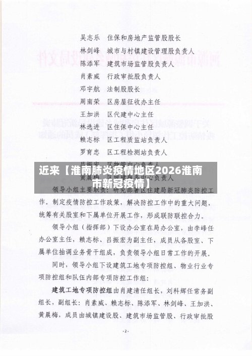 近来【淮南肺炎疫情地区2026淮南市新冠疫情】